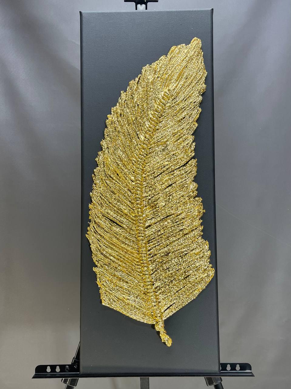 Картина ручної роботи Zilini 88888 Перо 80x30 см Золотий (27615044) - фото 3 Картина ручної роботи Zilini 88888 Перо 80x30 см Золотий (27615044) - фото 3