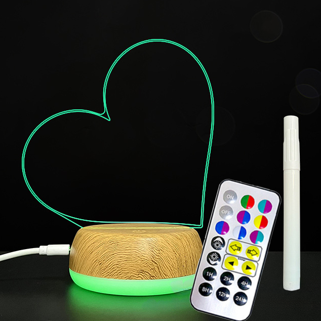 Светильник блокнот LED акриловый в форме сердца с маркером и пультом USB/батарейки (07-15)