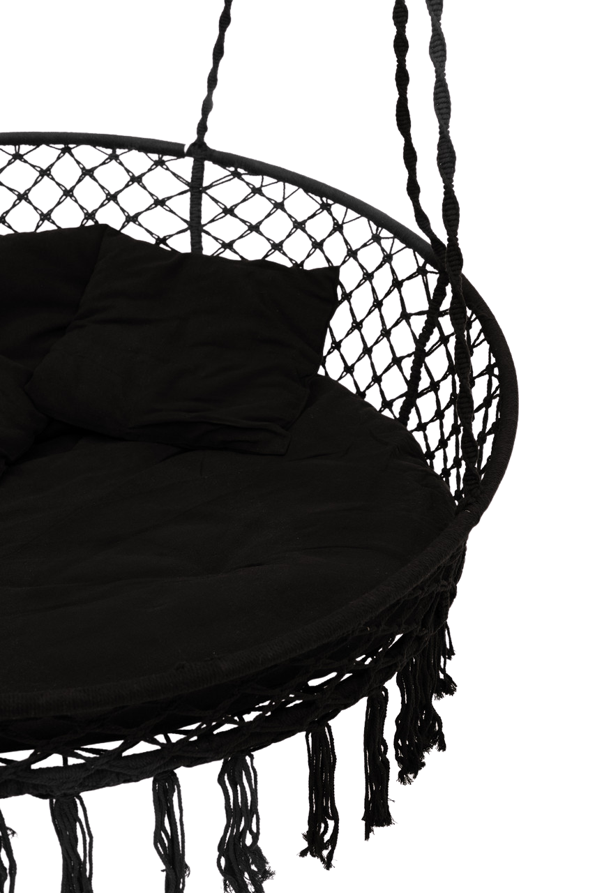 Гойдалка кругла підвісна з подушкою WCG 140 см Чорний (QNSW11BL1) - фото 8