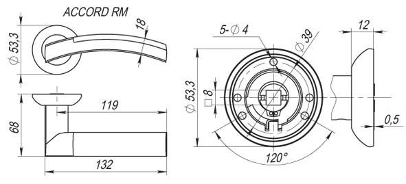 Ручка раздельная Fuaro Accord RM SN/CP-3 матовый Никель/Хром - фото 5