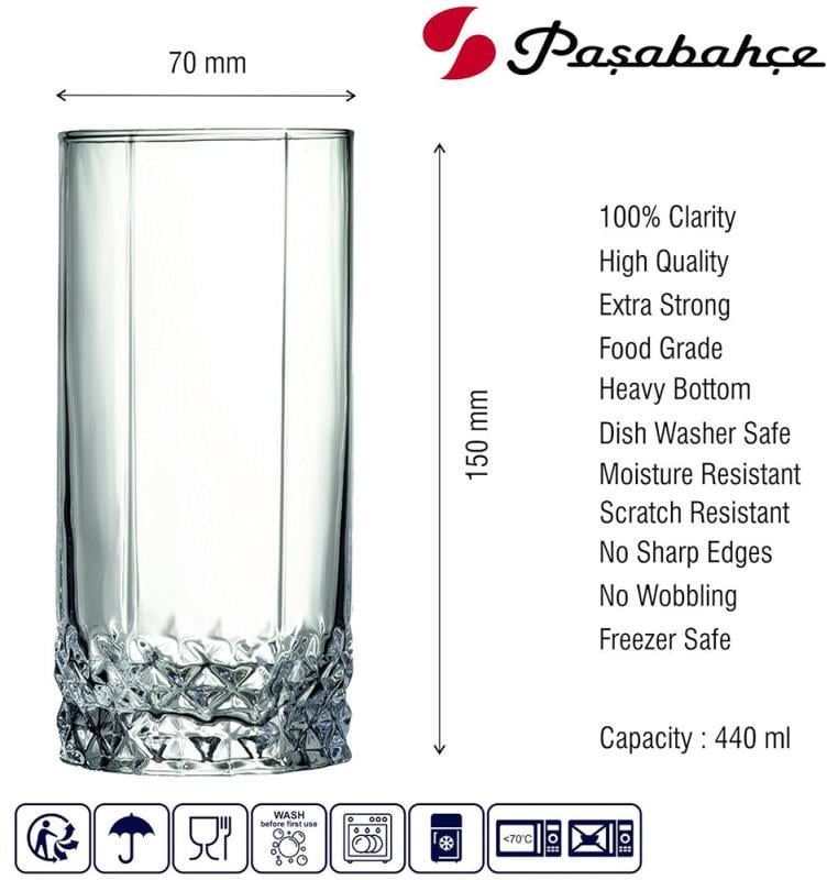 Набір високих склянок Pasabahce Valse 440 мл 6 шт. - фото 4 Набір високих склянок Pasabahce Valse 440 мл 6 шт. - фото 4