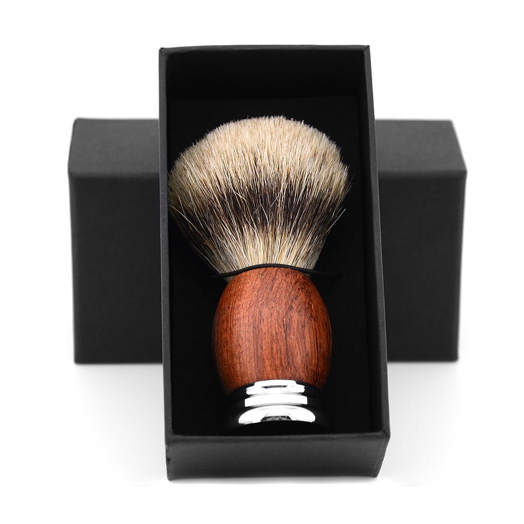 Помазок с ручкой из розового дерева и барсучьим ворсом - фото 2