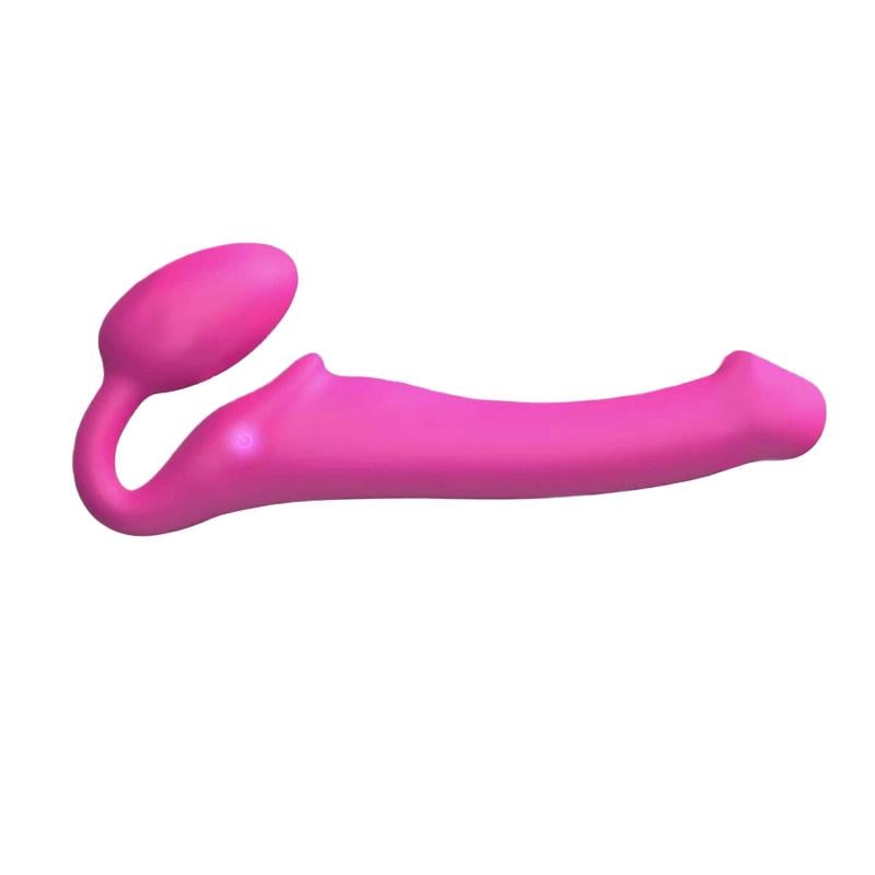 Страпон безремінний з вібрацією Strap-On-Me Vibrating Fuchsia M 15,2 см Малиновий (57479)
