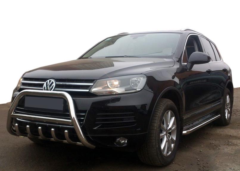 Кенгурятник WT003 CAN для Volkswagen Touareg 2010-2018 гг. нержавеющая сталь Хром