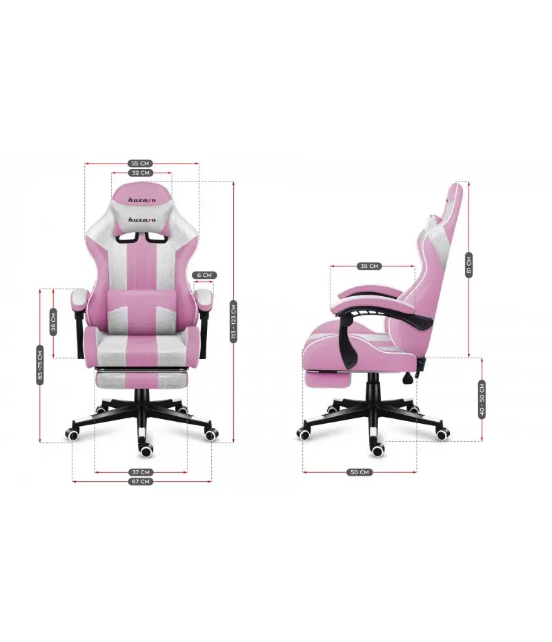 Крісло геймерське Huzaro Force 4.7 Pink тканина з підставкою для ніг до 140 кг Рожевий - фото 2