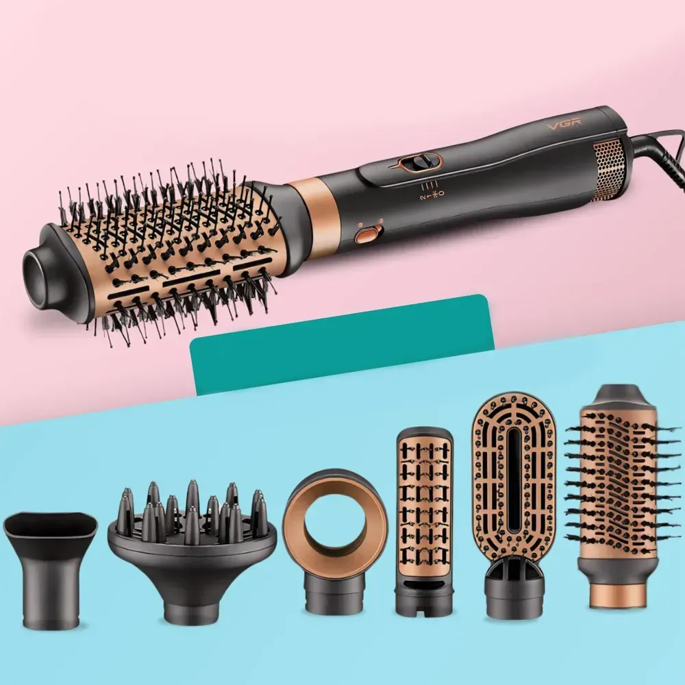 Фен щітка для укладання та завивки волосся + 6 насадок, 1000Вт, VGR V-491 (L) - фото 4 Фен щітка для укладання та завивки волосся + 6 насадок, 1000Вт, VGR V-491 (L) - фото 4