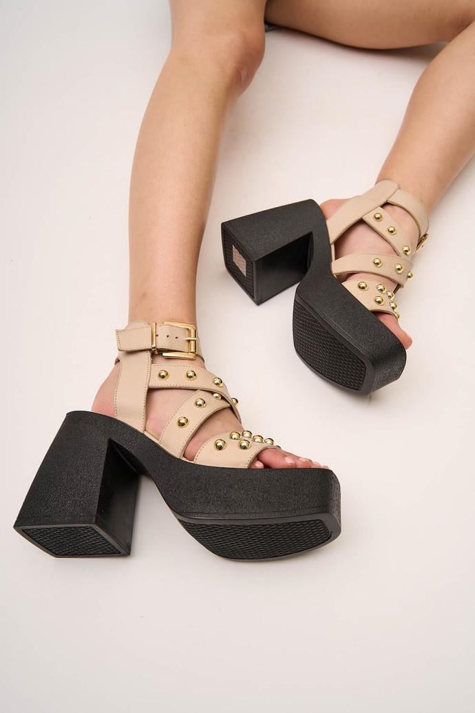 Босоножки женские Fabio Monelli кожаные р. 38 Бежевый (176302)