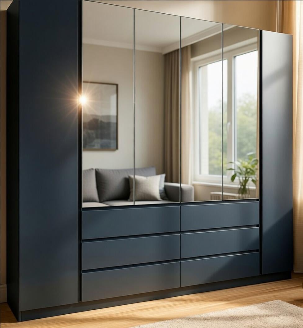 Шкаф Мастер Форм Брайт с зеркалом 2400х520х2000 мм Антрацитовый (32438)