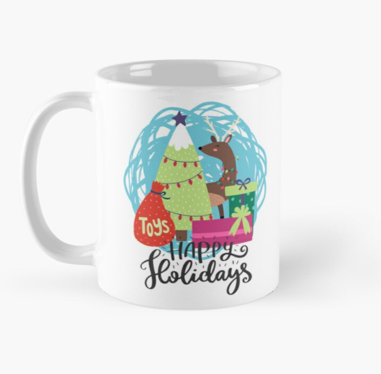 Чашка керамическая с принтом Happy holidays Елочка 1 330 мл Белый