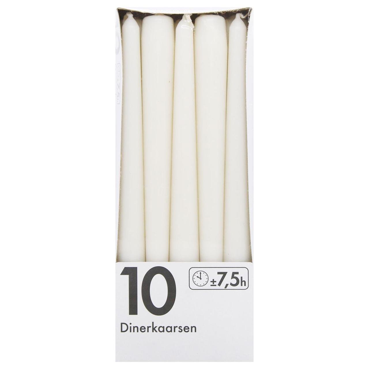 Свеча конусная столовая Bolsius 245/24 10 шт. White - фото 1