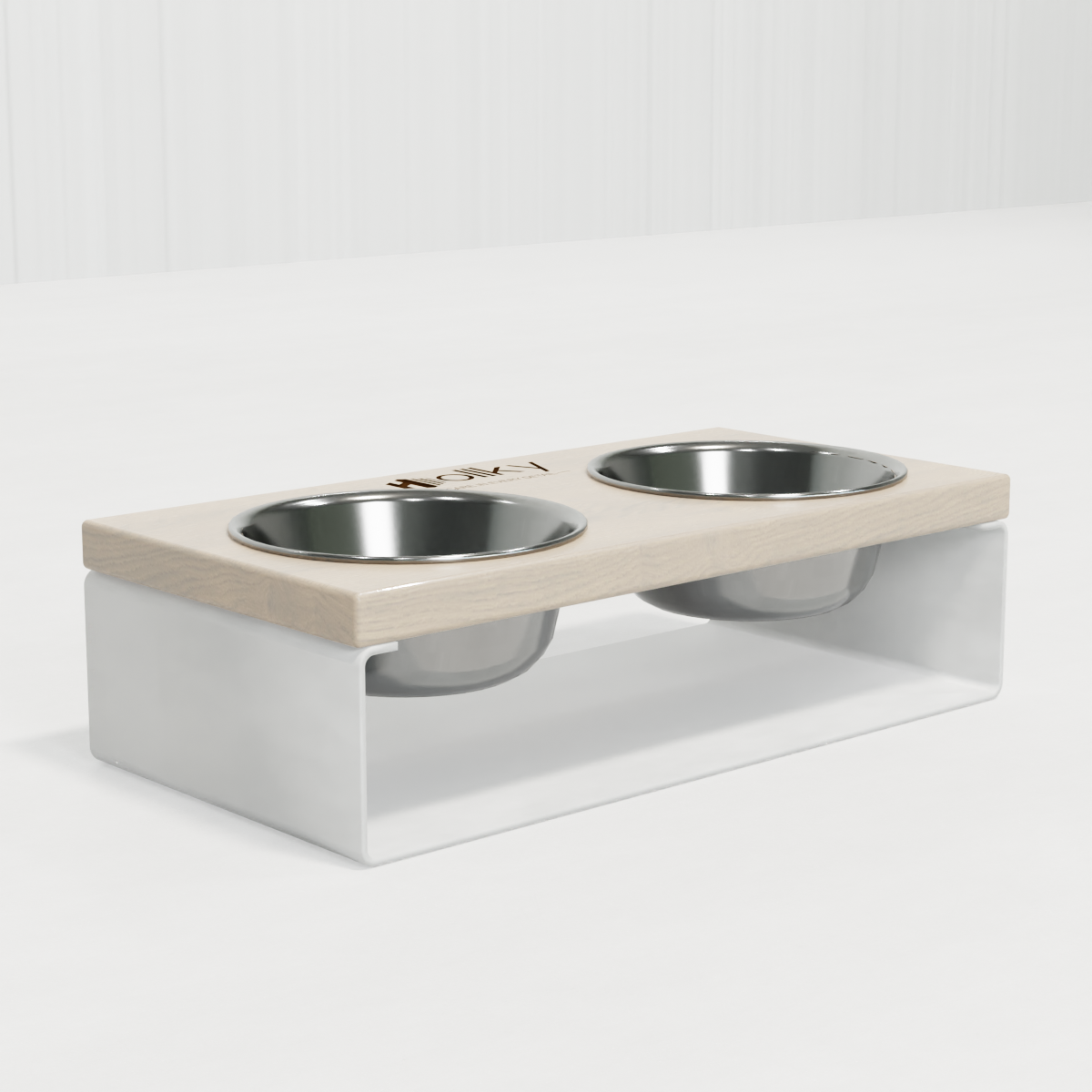Миски на підставці з цільного металевого листа для собак і котів Hollky SteelWood S 2х0,45 л (SWS-36188-WHWH) - фото 6