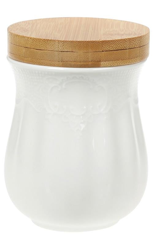 Банка фарфоровая Ceram Bamboo Кружево 450 мл с бамбуковой крышкой (BD-289-309)