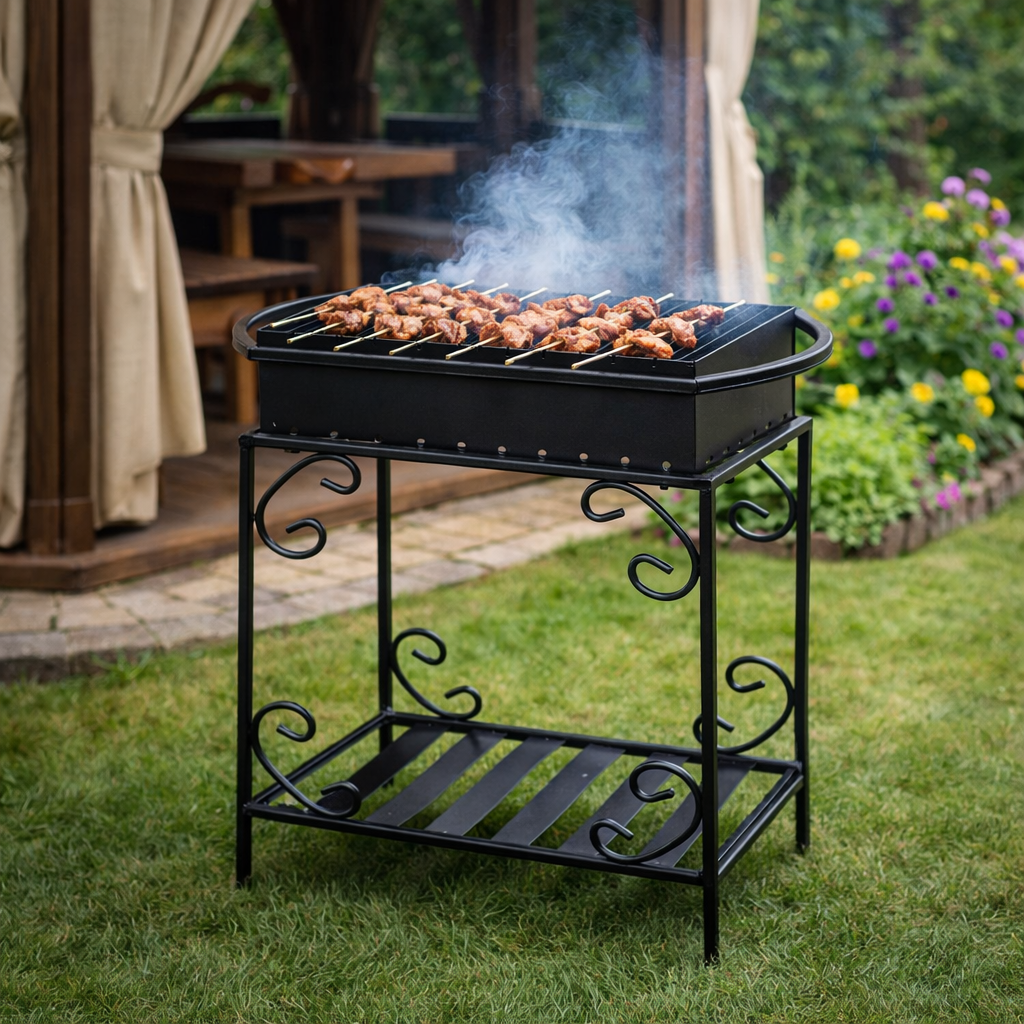 Мангал Jooki Гефест на 9 шампурів на дровниці 4 мм