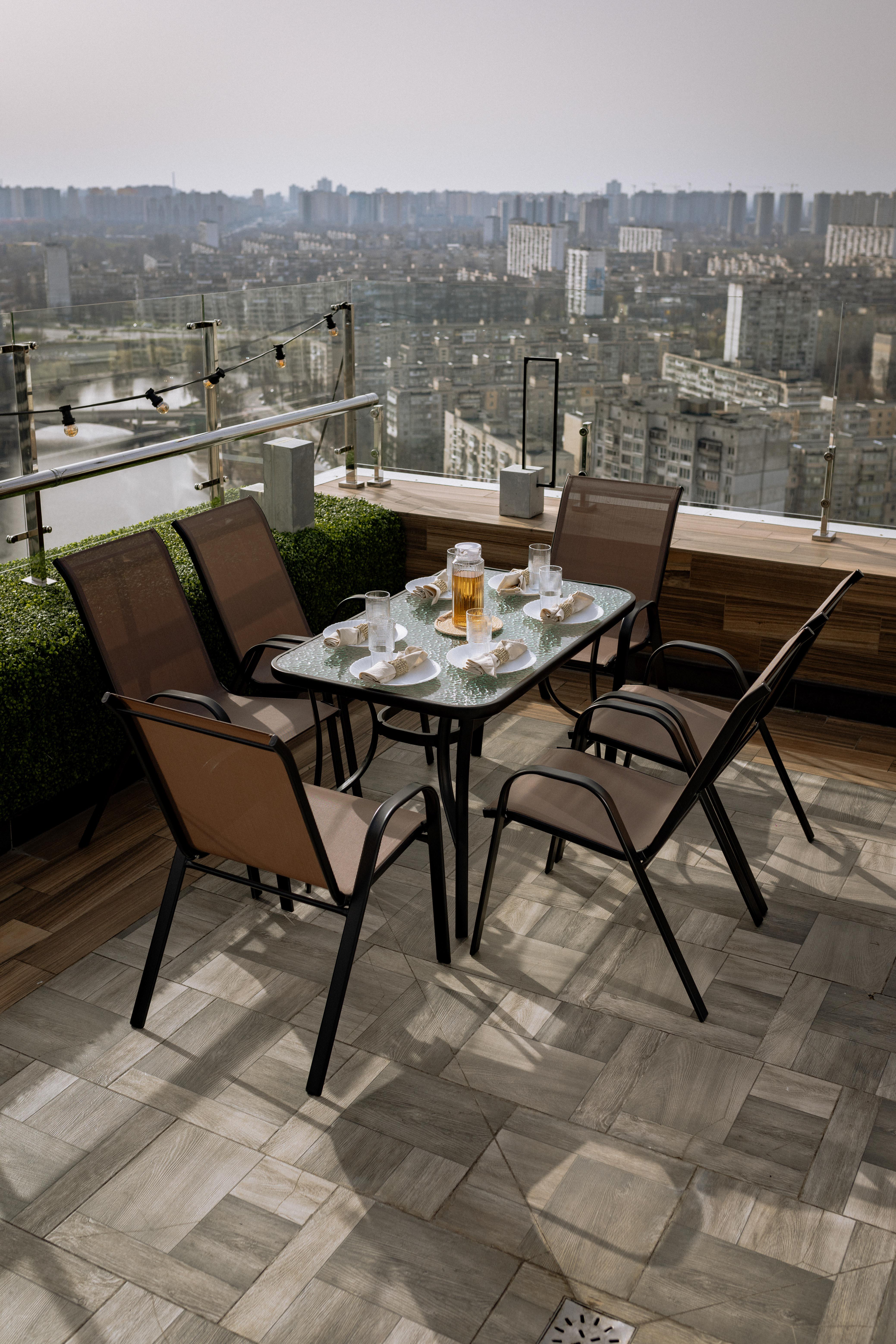 Комплект садових меблів 4Points Udine-6 прямокутний стіл та 6 стільців Коричневий