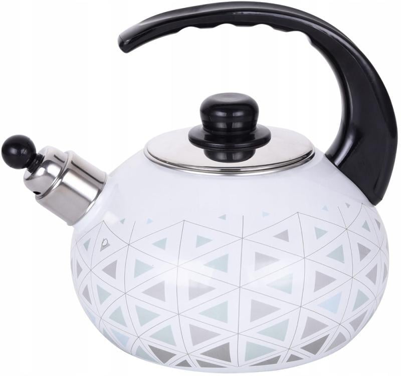 Чайник эмалированный Kamille Геометрия со свистком 2,5 л