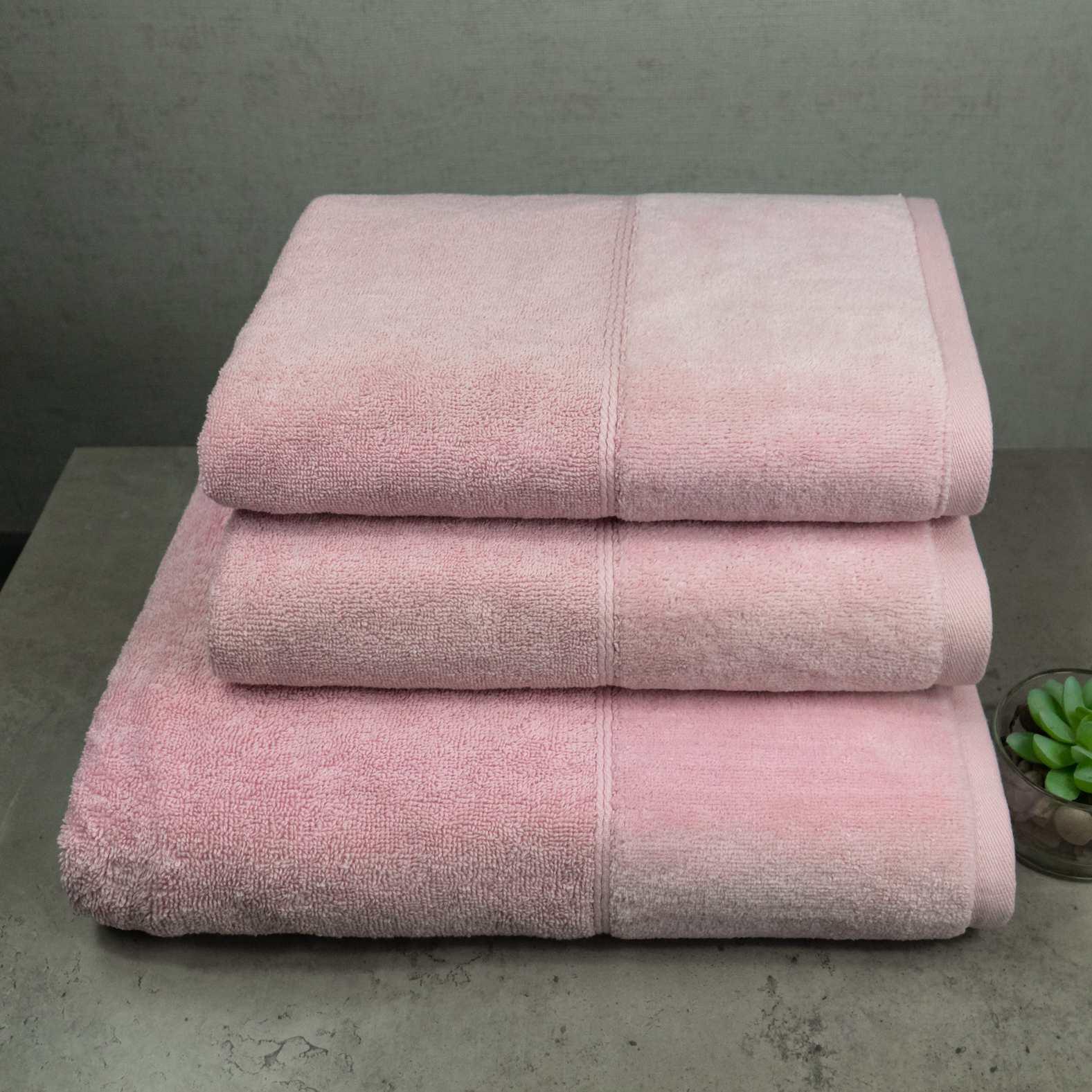 Набор полотенец GM Textile Premium Milado велюр/махра 3 шт. Розовый (550-milado-k3-2-pink)