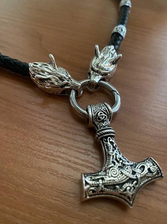 Кольє шнур LITAURS з рунами та кулоном молот Тора (250303) - фото 3