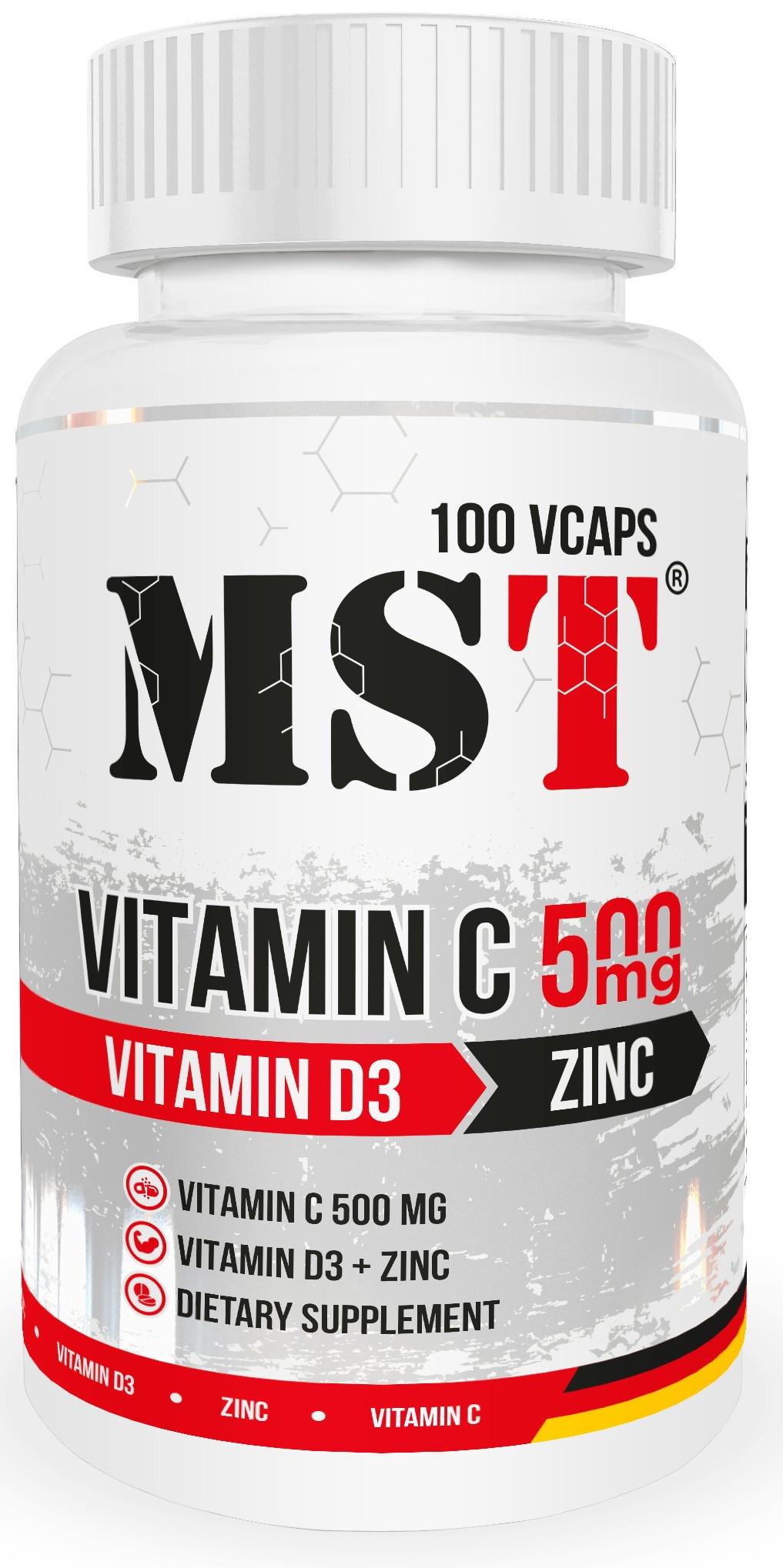 Витамины и минералы MST Vitamin C 500 mg D3 Zinc 100 vcaps