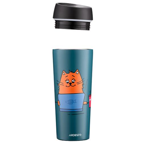 Термокружка Ardesto Coffee Time Red Cat AR2645CG 450 мл Синий - фото 3 Термокружка Ardesto Coffee Time Red Cat AR2645CG 450 мл Синий - фото 3