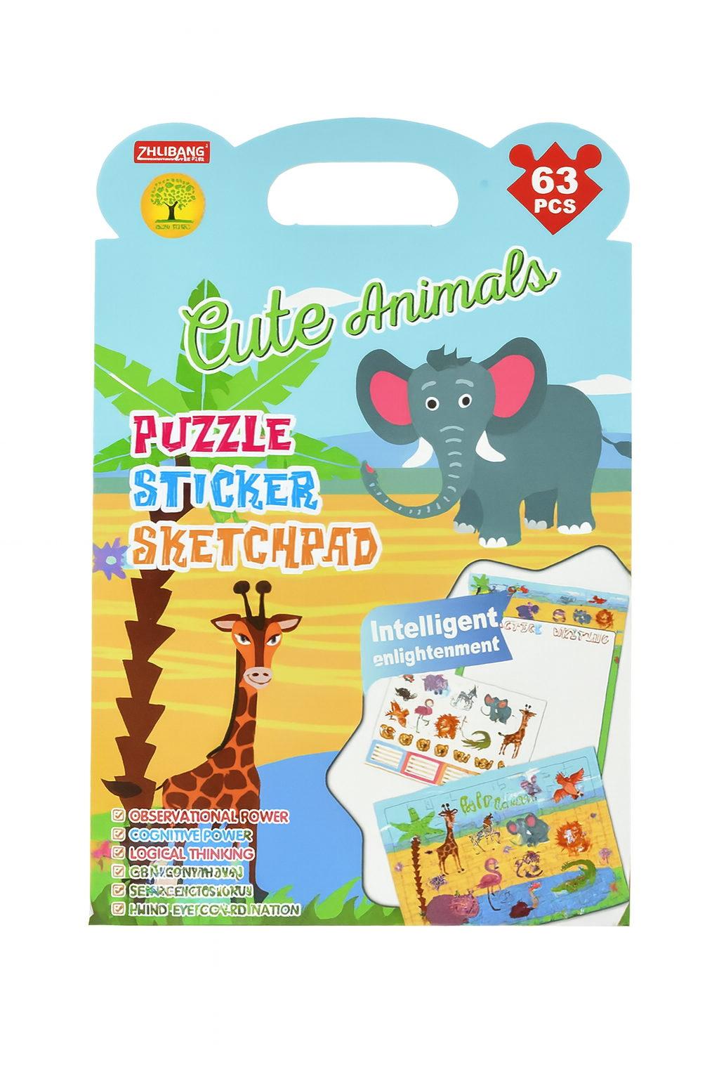 Пазлы с наклейками и скетчпадом Zhibang R97857 63 элементов 31,5х21 см Разноцветный (28745582)