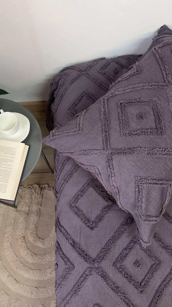 Покрывало Скандинавский большой ромб 220х240 см Графит - фото 4 Покрывало Скандинавский большой ромб 220х240 см Графит - фото 4