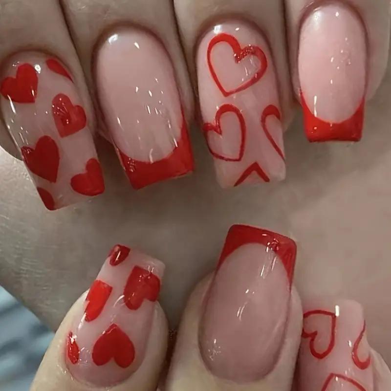 Накладные ногти Френч с сердцем с клеевыми пластинами 24 шт. Алый (2689612562) - фото 3 Накладные ногти Френч с сердцем с клеевыми пластинами 24 шт. Алый (2689612562) - фото 3