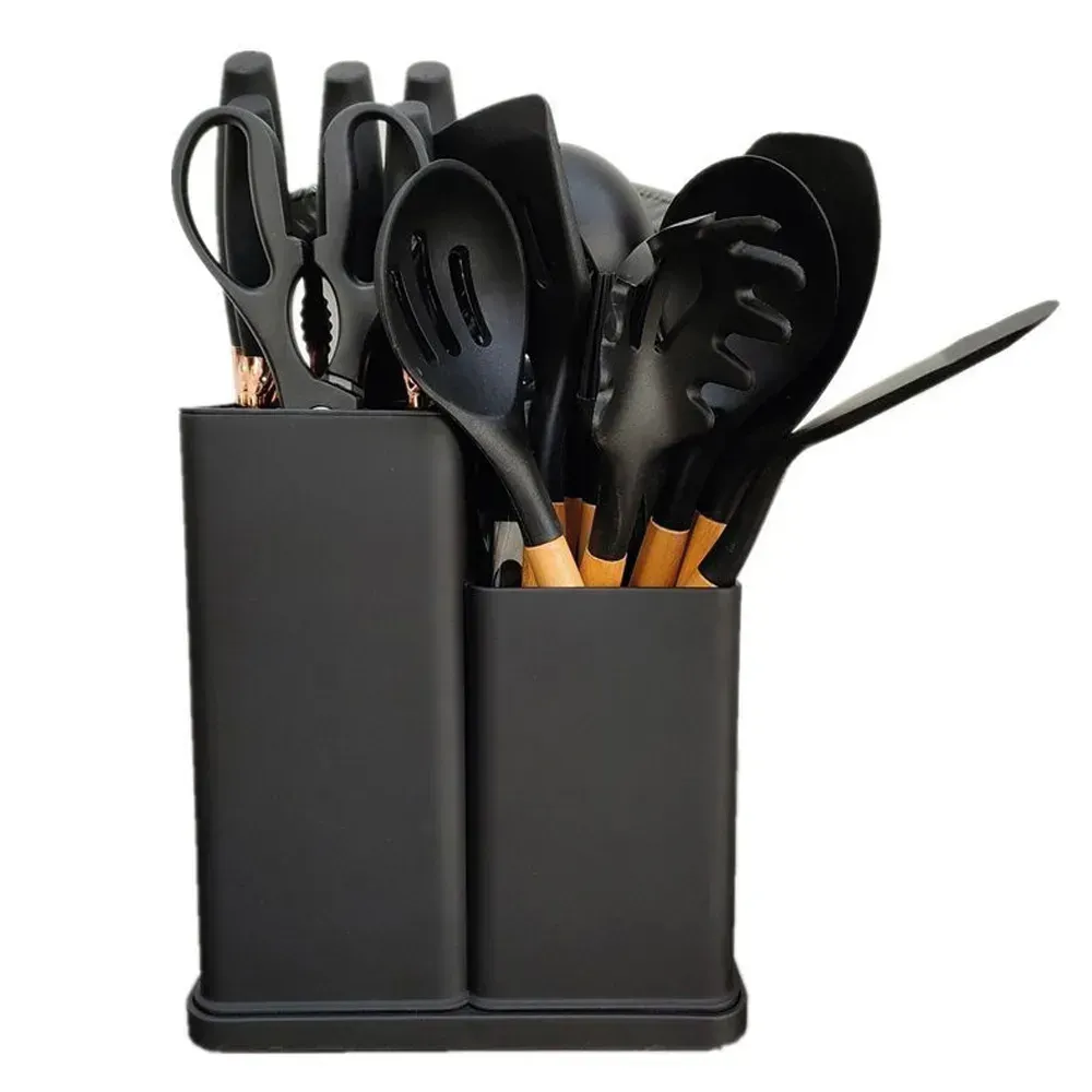 Набор кухонные принадлежности 20в1 с доской и органайзером Черный - фото 5 Набор кухонные принадлежности 20в1 с доской и органайзером Черный - фото 5