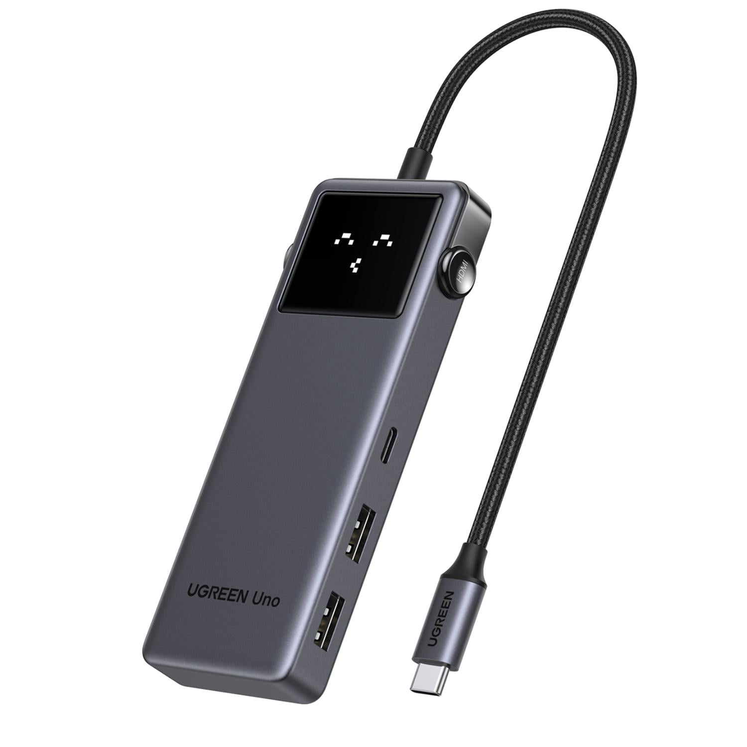 Концентратор USB-C UGREEN Uno CM889 7-1 HDMI 2.0/DisplayPort Alt Mode SD и microSD Темно-серый (75179)