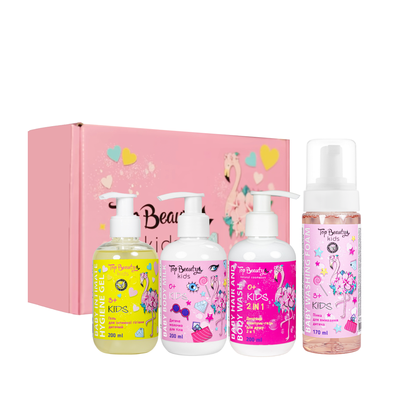 Детский набор косметики по уходу за телом Top Beauty Фламинго 4 продукта