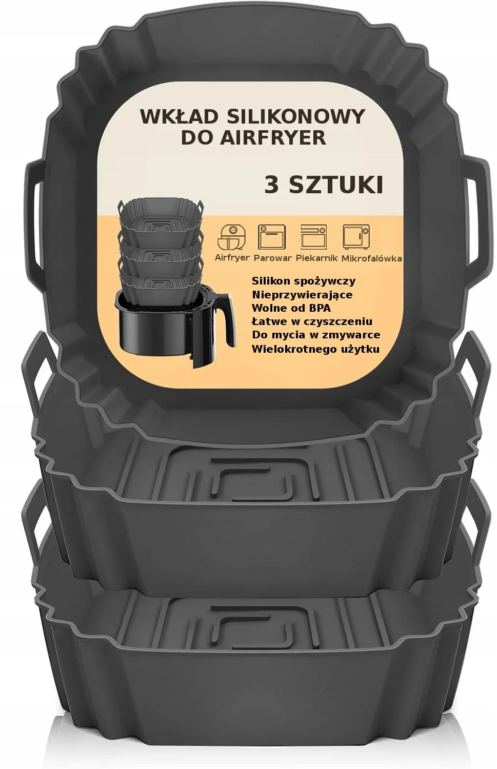 Набор силиконовых форм для выпечки 3 шт. Черный (2460) Набор силиконовых форм для выпечки 3 шт. Черный (2460)