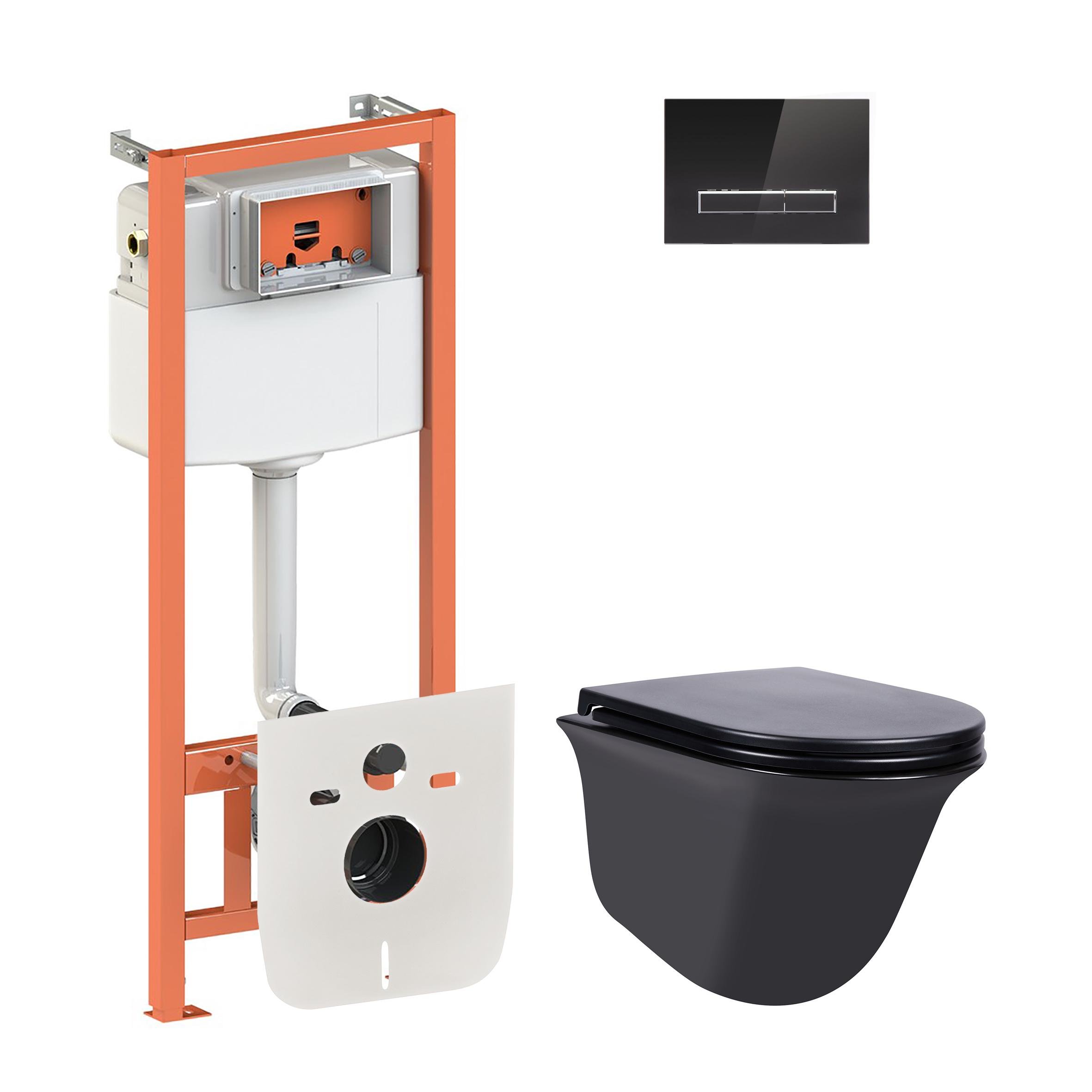 Комплект інсталяції Q-tap Nest/Virgo QT1833051ERMB0133M425V1107GB з унітазом кнопка Чорний (124733)