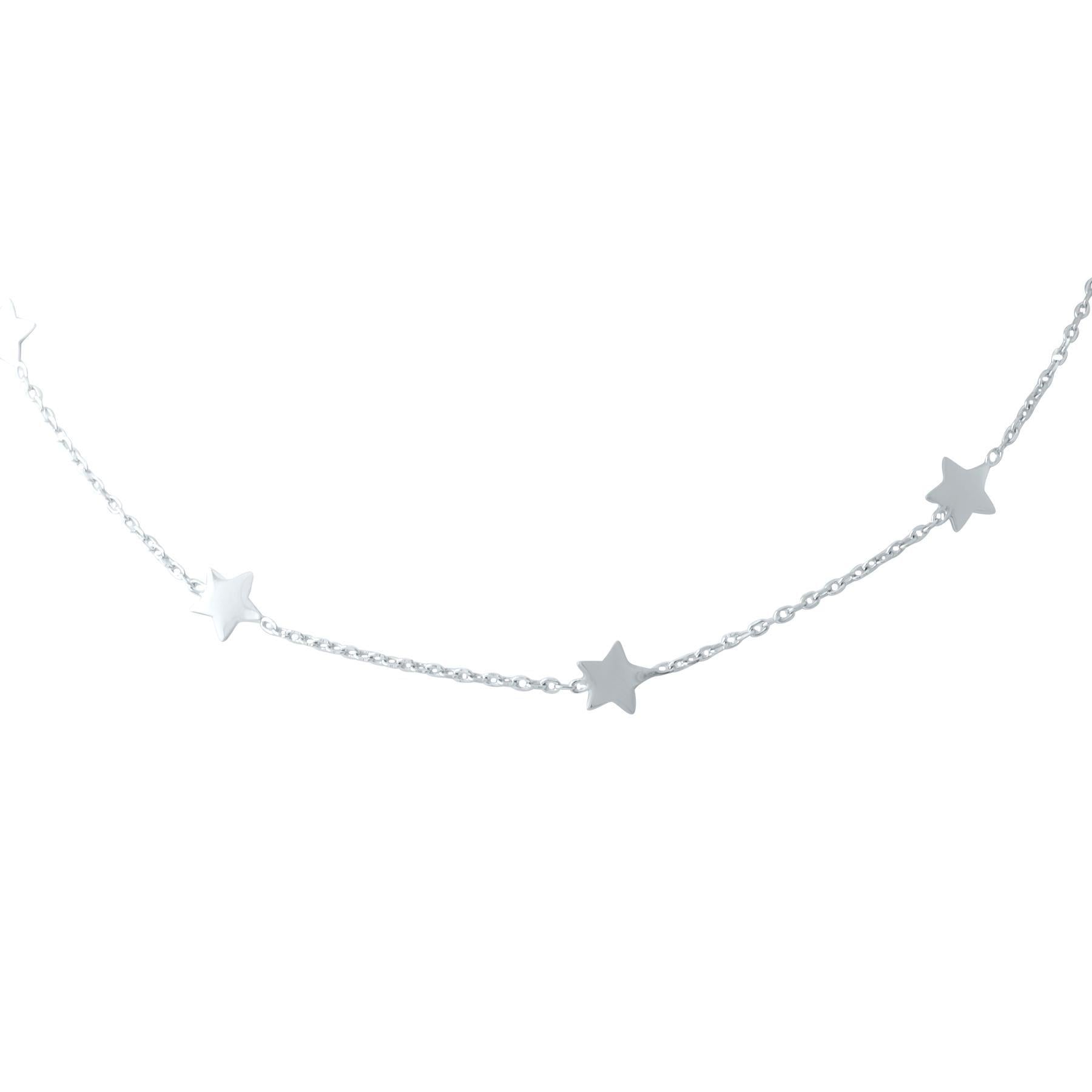 Колье серебряное с подвесками в виде звезд