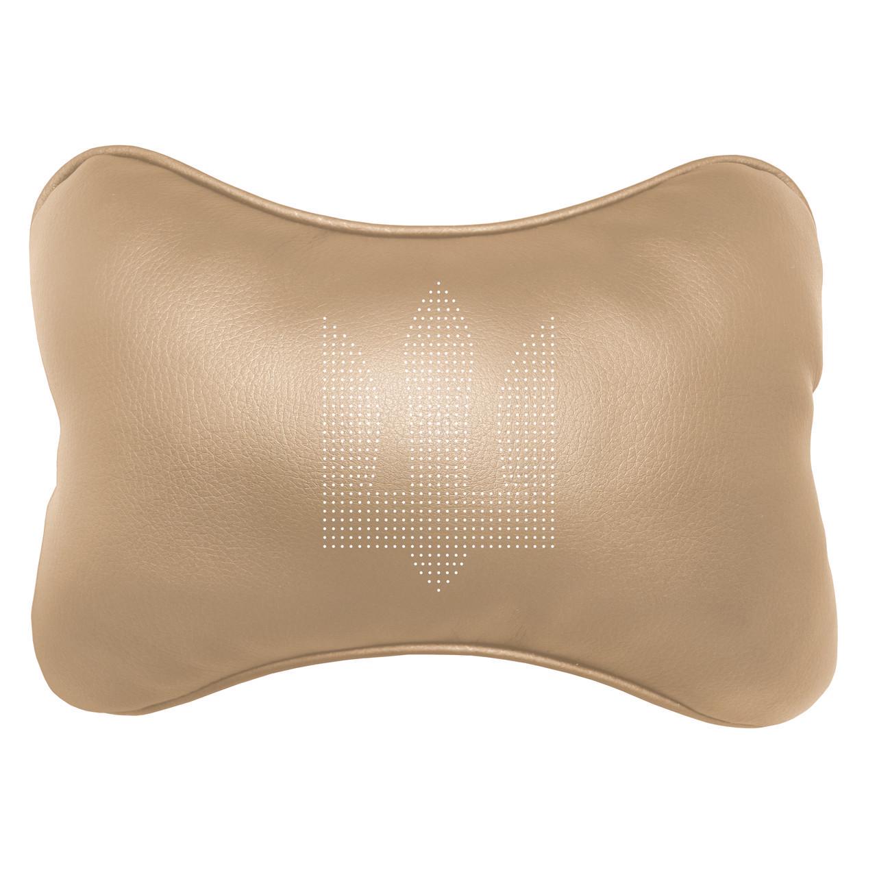 Подушка автомобільна Avtolife Тризуб з екошкіри Бежевий (AVT-LBE-35) - фото 1 Подушка автомобільна Avtolife Тризуб з екошкіри Бежевий (AVT-LBE-35) - фото 1