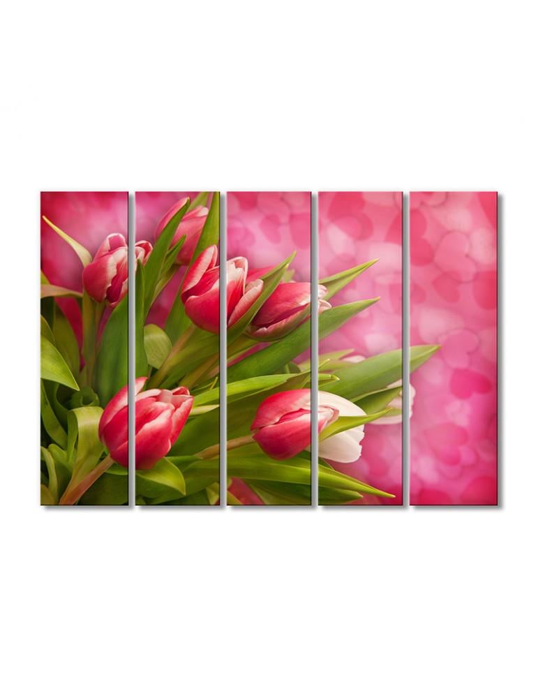 Картина модульная Праздничный букет тюльпанов 5 модулей 90x135 см