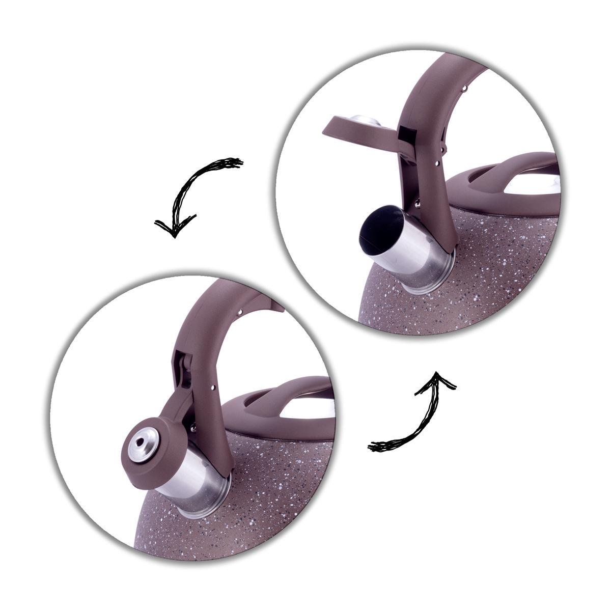 Чайник Kamille из нержавеющей стали со свистком и нейлоновой ручкой Soft touch для индукции 3 л Brown - фото 6 Чайник Kamille из нержавеющей стали со свистком и нейлоновой ручкой Soft touch для индукции 3 л Brown - фото 6