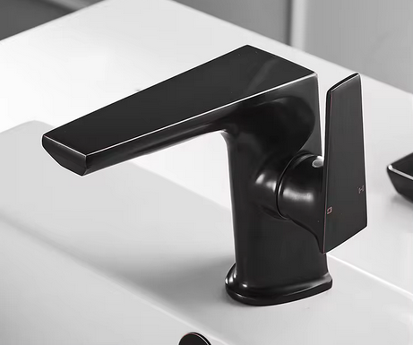 Змішувач дизайнерський для умивальника з латуні з боковим важелем Чорний - фото 5 Змішувач дизайнерський для умивальника з латуні з боковим важелем Чорний - фото 5