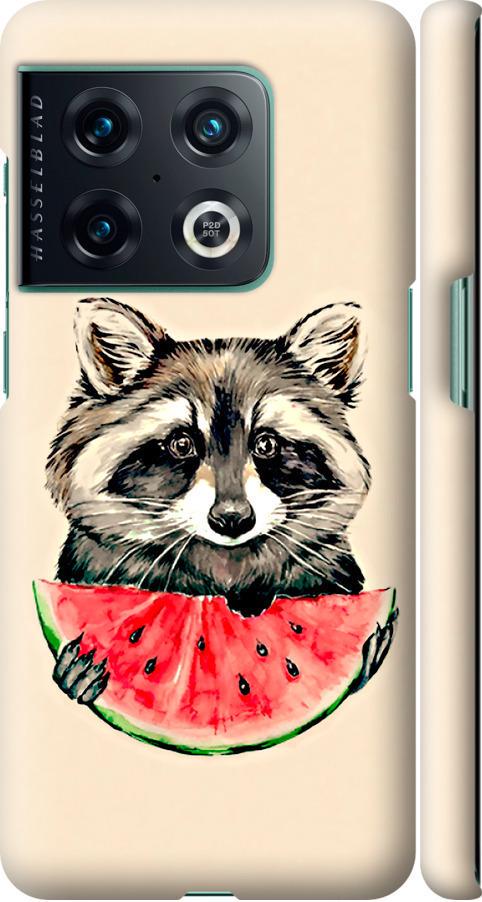 Чехол на OnePlus 10 Pro Енотик с арбузом (4605m-2588-42517)