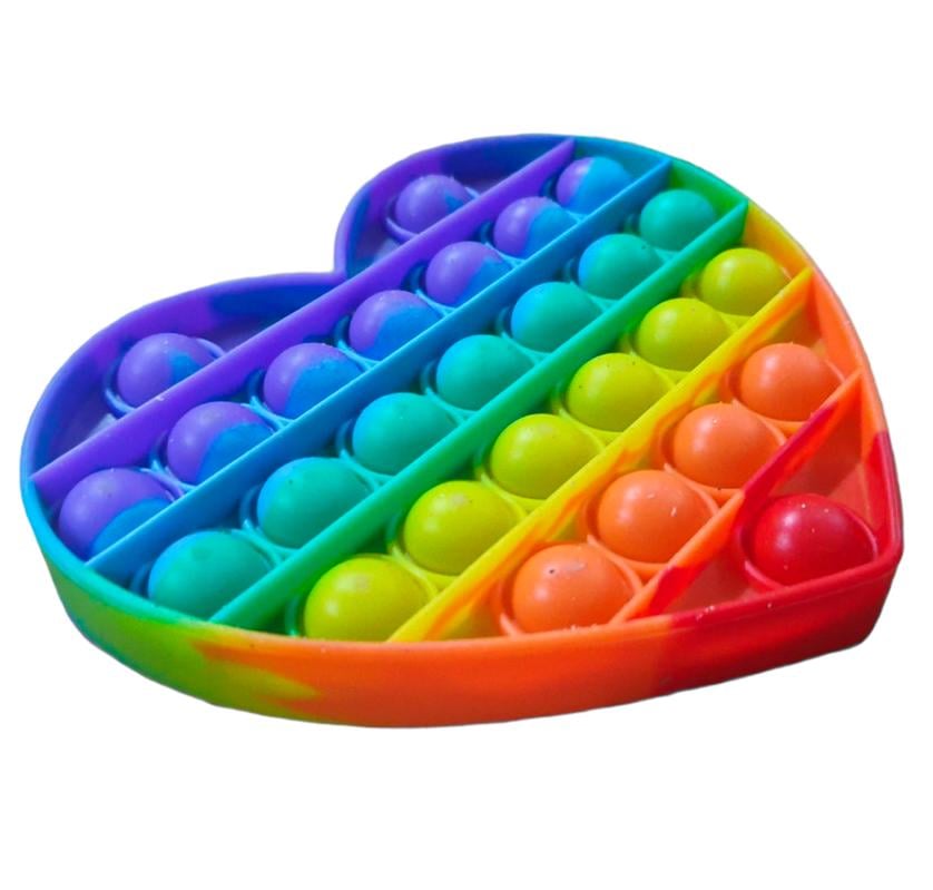 Сенсорна іграшка антистрес силіконова бісконечна пупирка поп іт UKC Pop It Fidget серце радуга