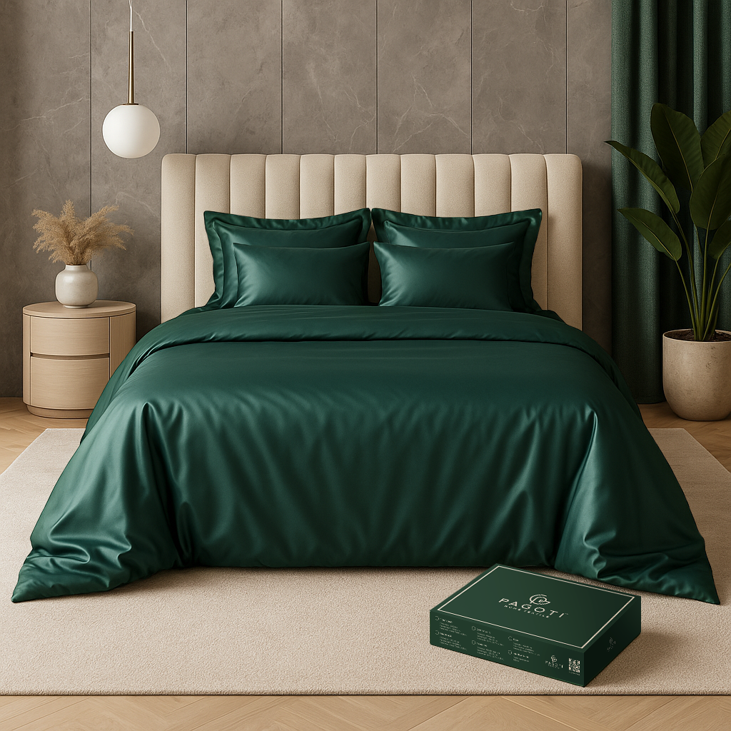 Комплект постельного белья лиоцелл PAGOTI Aura полуторный 4х50х70/4х70х70 см Изумрудный