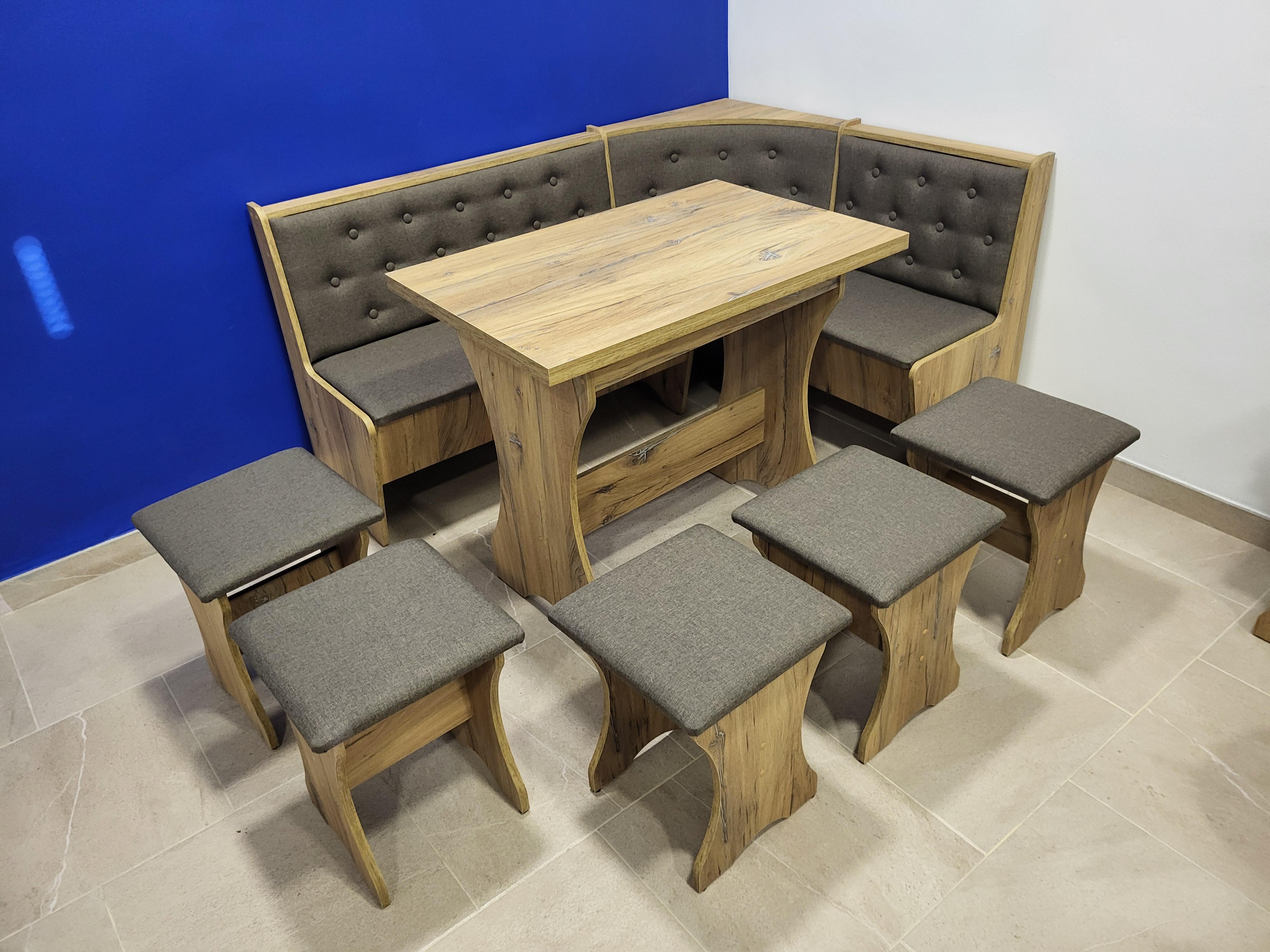 Кухонный уголок Семейный со столом и 5 табуретов 113,5х153,5 см Дуб Флагшток/Дорандо (KS5T-DF-D)