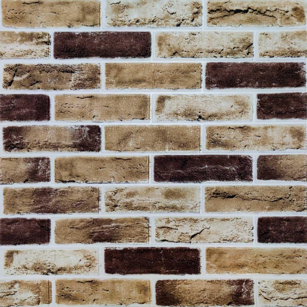 3D-панель самоклеющаяся Sticker Wall Коричнево-бежевый кирпич 700х700х6 мм (Панель-415)