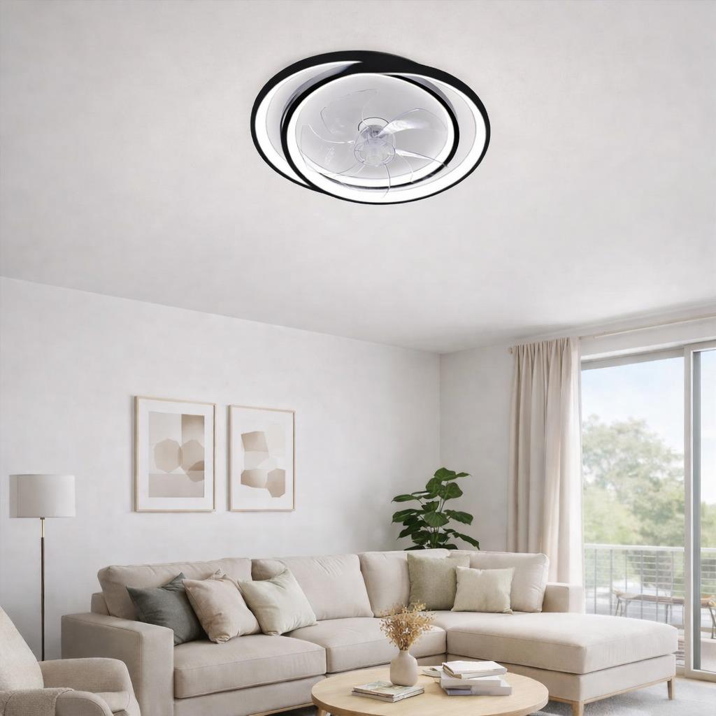 Люстра-вентилятор WindFly с пультом 85W черная окантовка Белый (2011/BK WH)