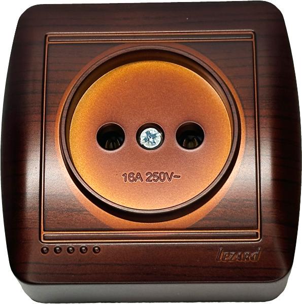 Розетка накладная одинарная без заземления Lezard Demet IP20 Античный кедр (00000000698)