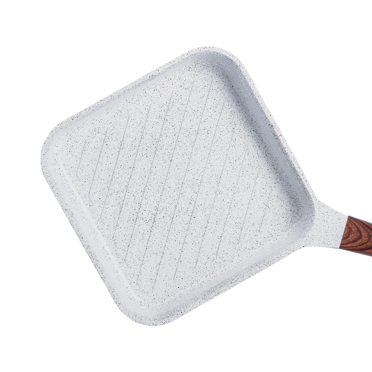 Сковорода-гриль MGC алюмінієва квадратна 2,5 л з антипригарним покриттям 24 см White - фото 2 Сковорода-гриль MGC алюмінієва квадратна 2,5 л з антипригарним покриттям 24 см White - фото 2