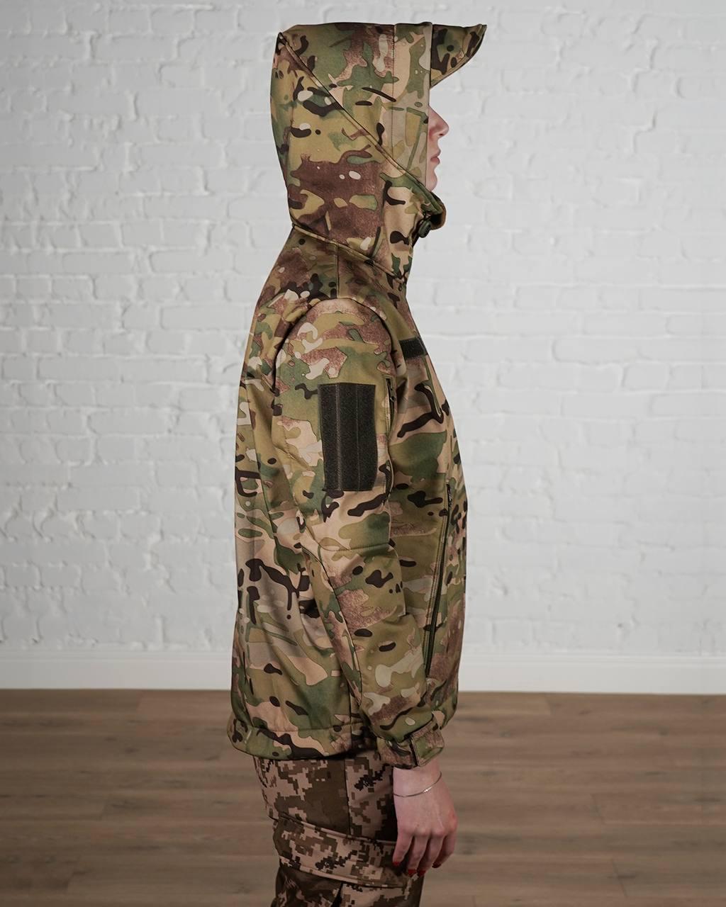 Куртка военная женская SoftShell трехслойная осень/зима S Мультикам (303) - фото 3