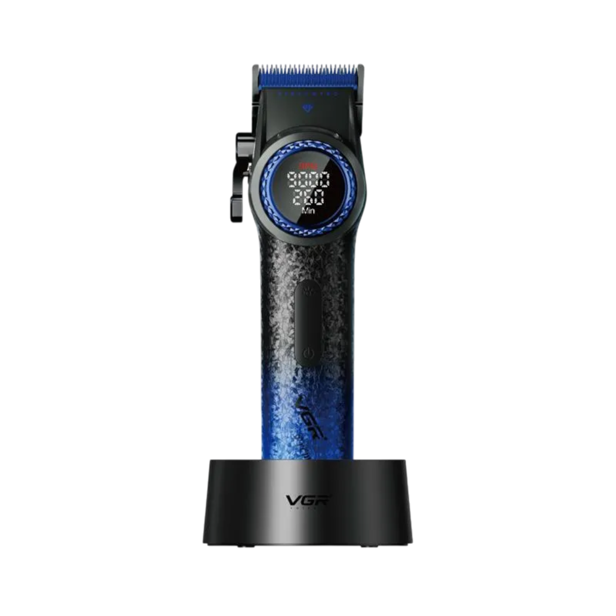 Машинка для стрижки акумуляторна VGR V-001 Blue 10 насадок 4600 mAh LED дисплей (11729)