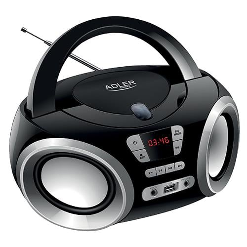 Радіоприймач Adler AD 1181 CD MP3 USB FM радіо 3 Вт Black Silver (31153313)