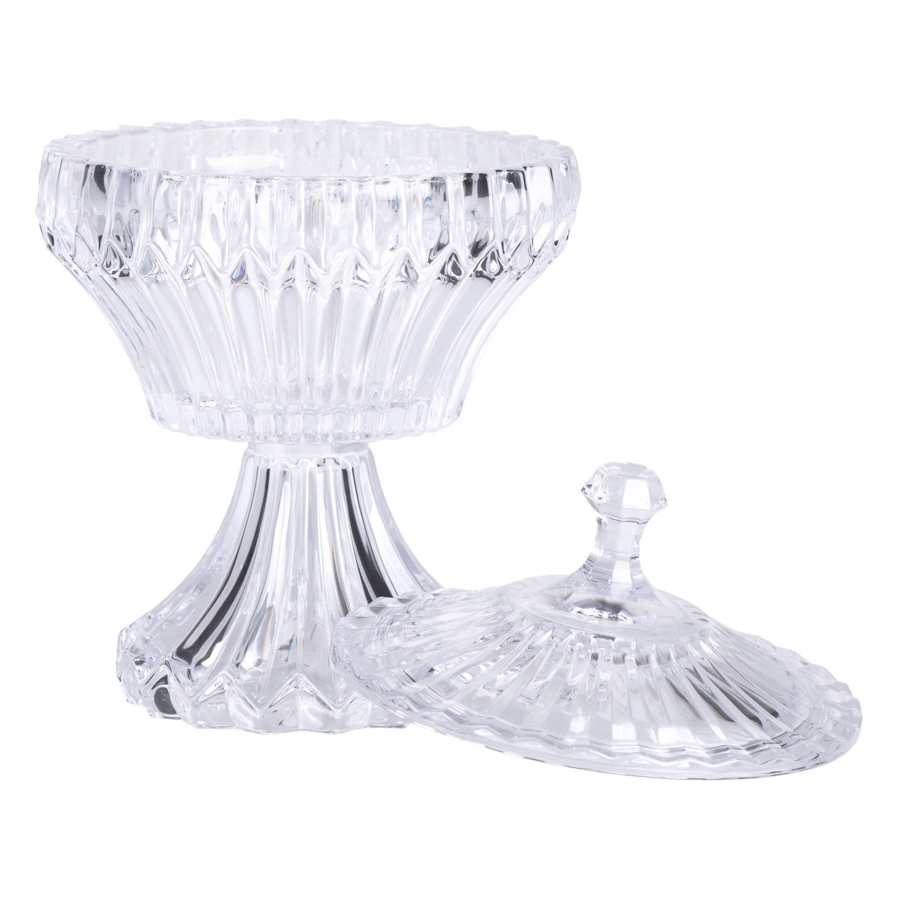 Конфетница с крышкой HP-19-140 стеклянная на высокой ножке круглая 18x27 см (7278)