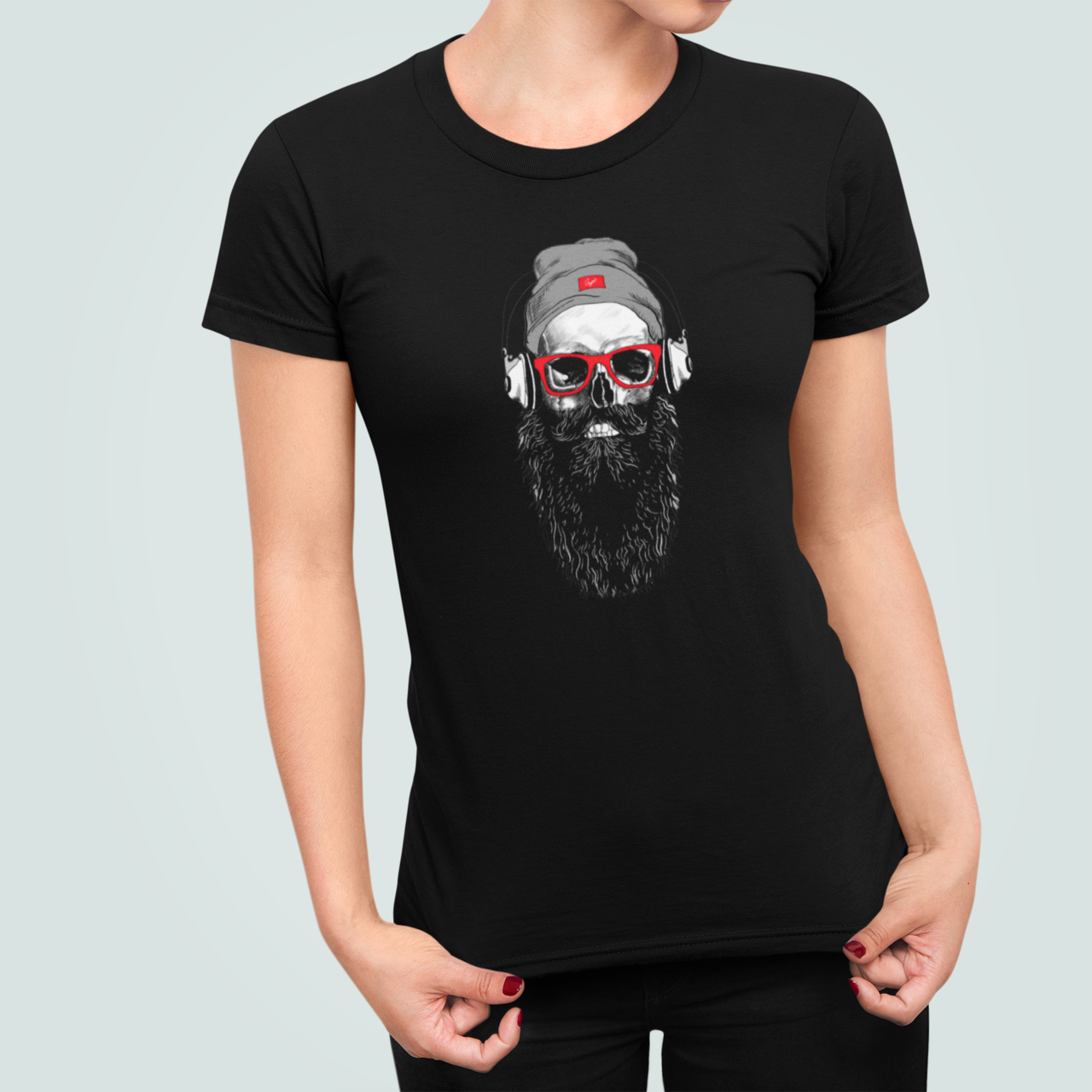 Футболка женская Stedman с принтом Череп Бородач M Черный (ПН328.1-2)