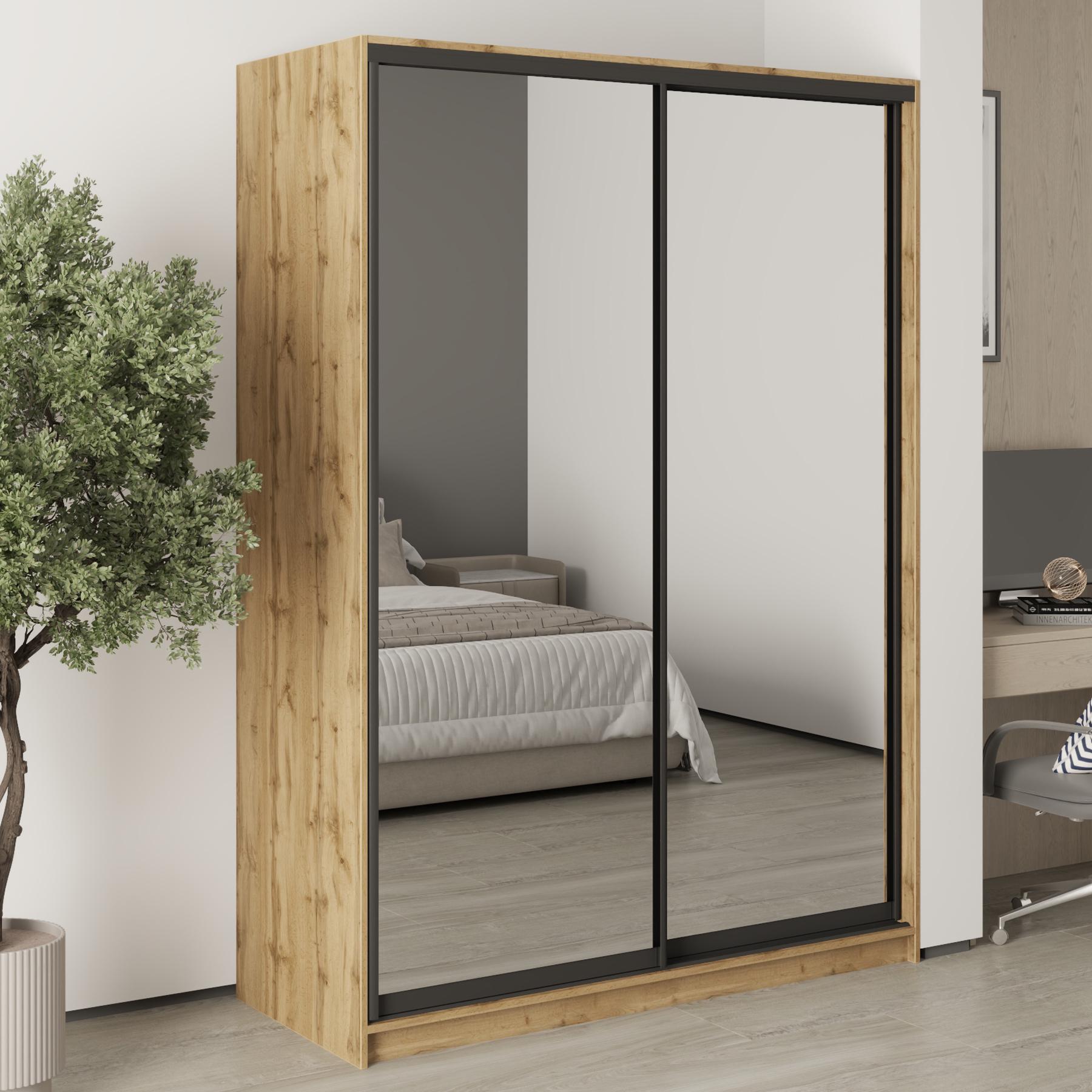 Шкаф-купе двухдверный MebelStar Стандарт BG 2 зеркала 150x45x210 см Дуб тахо (MBS-11214) Шкаф-купе двухдверный MebelStar Стандарт BG 2 зеркала 150x45x210 см Дуб тахо (MBS-11214)